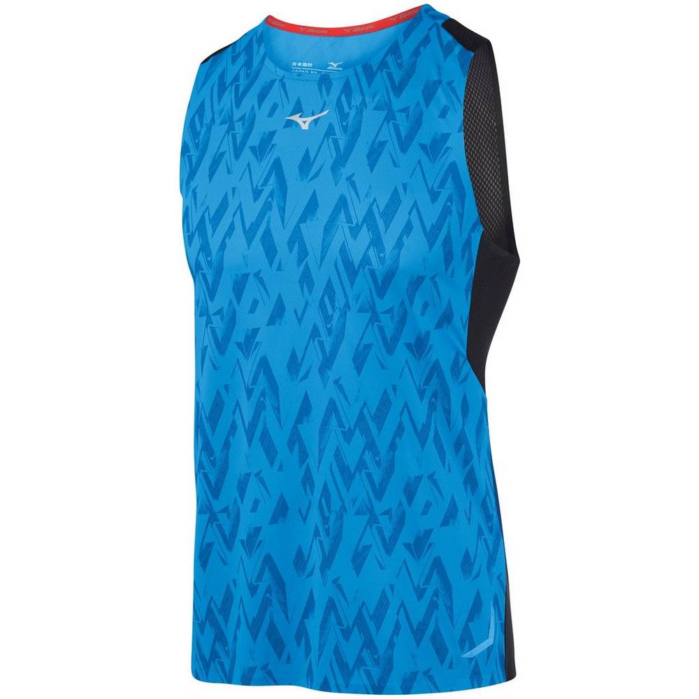 Camiseta De Tirantes Mizuno Aero Hombre Azules/Negras Ofertas EYGL-95248